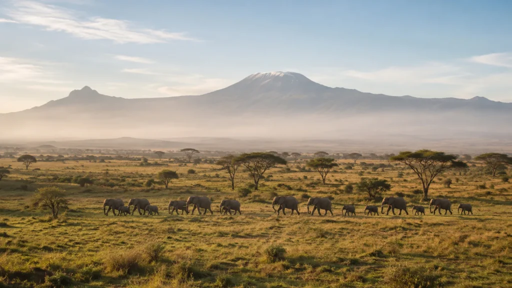 Elephant Herd In Distance