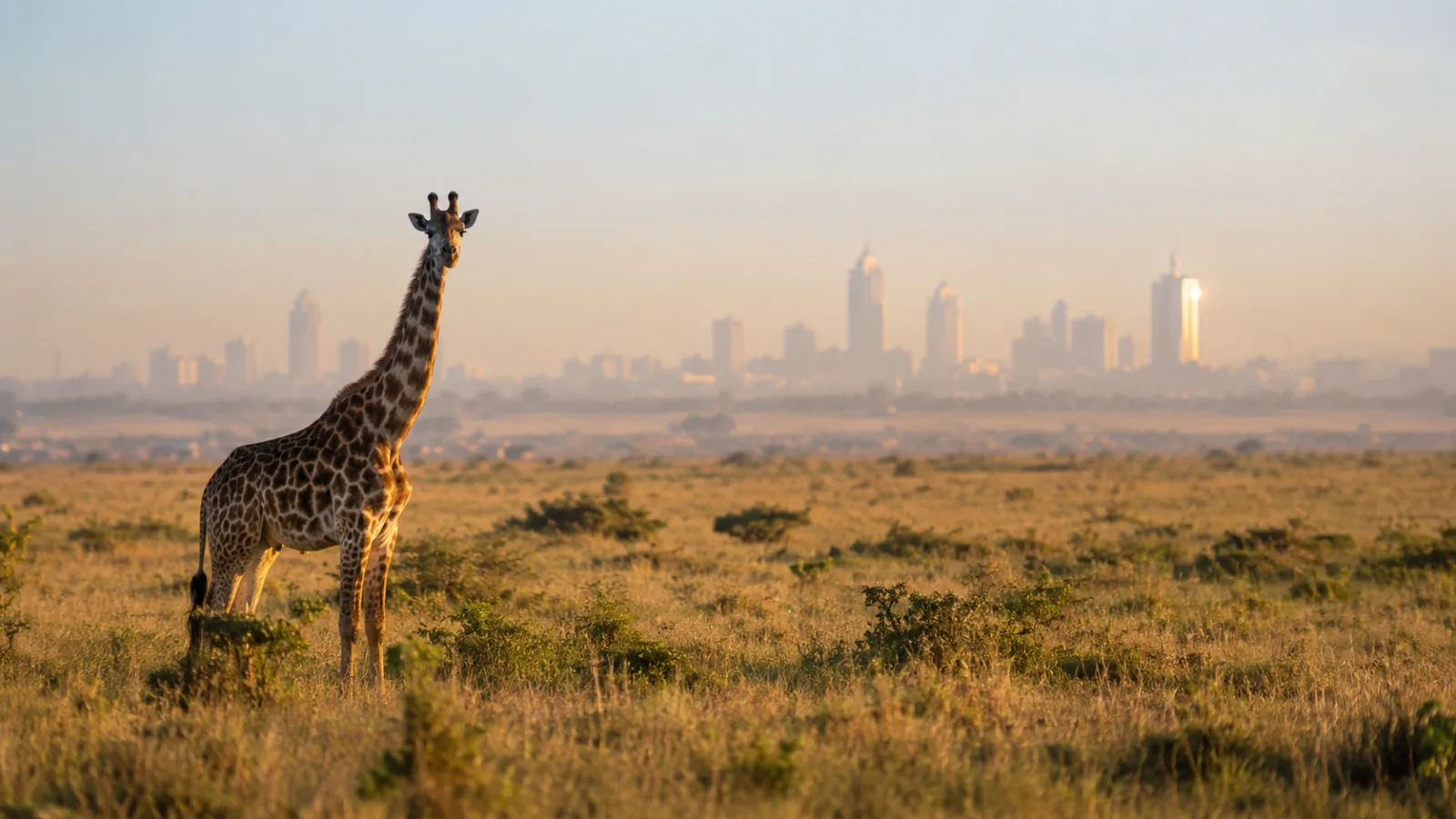 Nairobi skyline beyond the national park