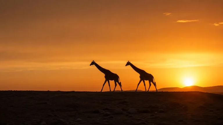 Giraffe Pair At Sunset