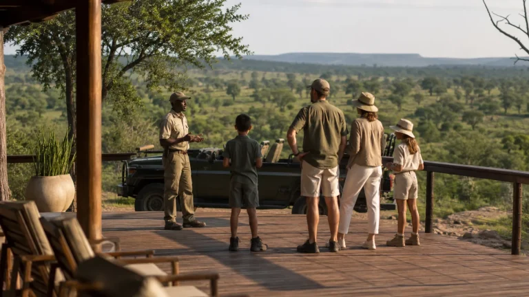 Family with a guide during a safety briefing